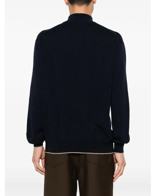 Paul & Shark Black Cashmere Half-Zip Sweater for men