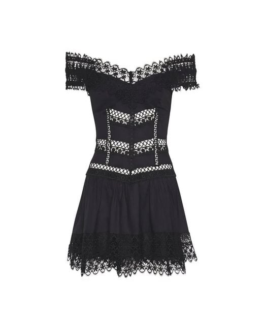 Charo Ruiz Black Eliane Lace-Trim Mini Dress