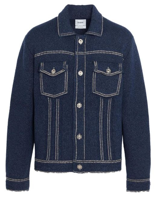 Barrie Blue Knitted Denim Jacket for men