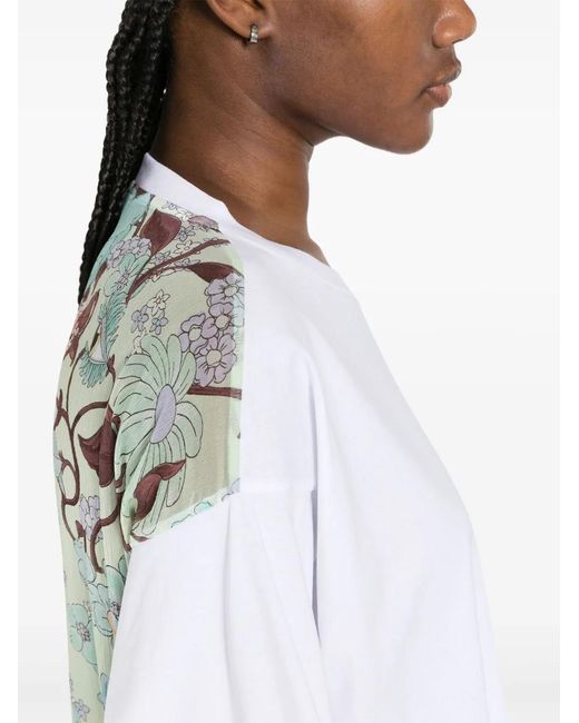 Stella McCartney White Floral-Print Panel T-Shirt