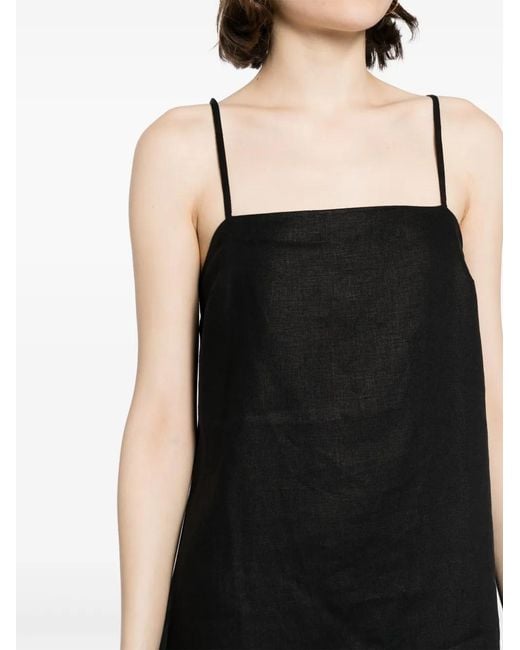 Reformation Black Aubree Linen Minidress