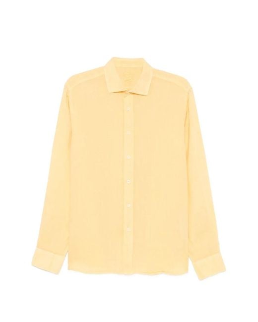 120% Lino Yellow Long-Sleeve Shirt for men