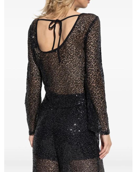 Gestuz Black Sequin-Embellishment Top
