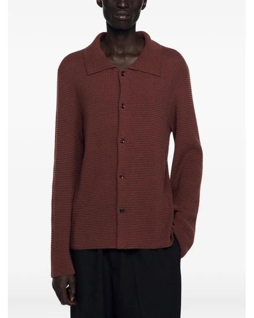 Sandro Brown Waffle-Knit Shirt for men