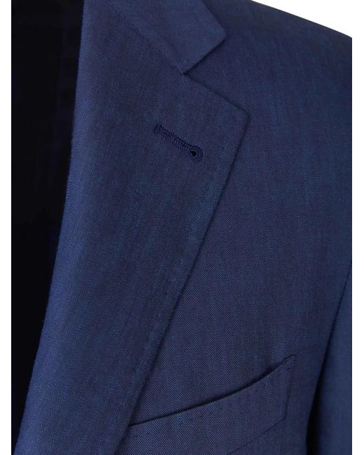 Canali Blue Two-Button Flap-Pocket Suit for men