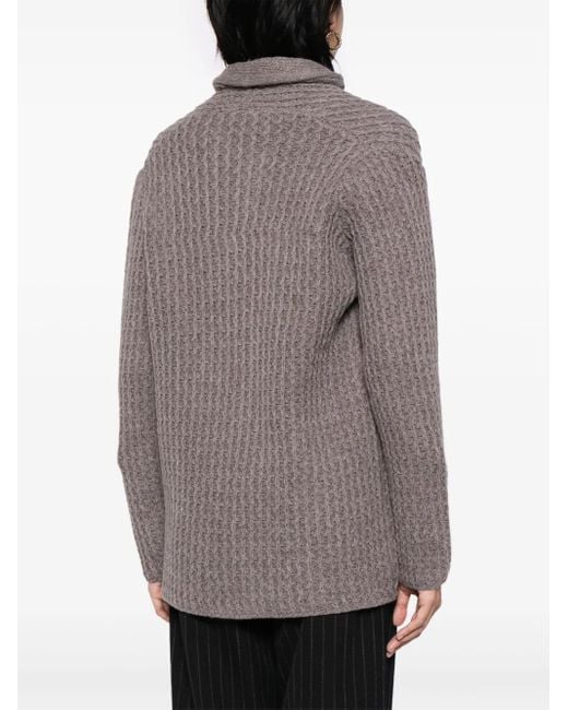 Forme D'expression Brown Chunky-Knit Virgin Wool Cardigan