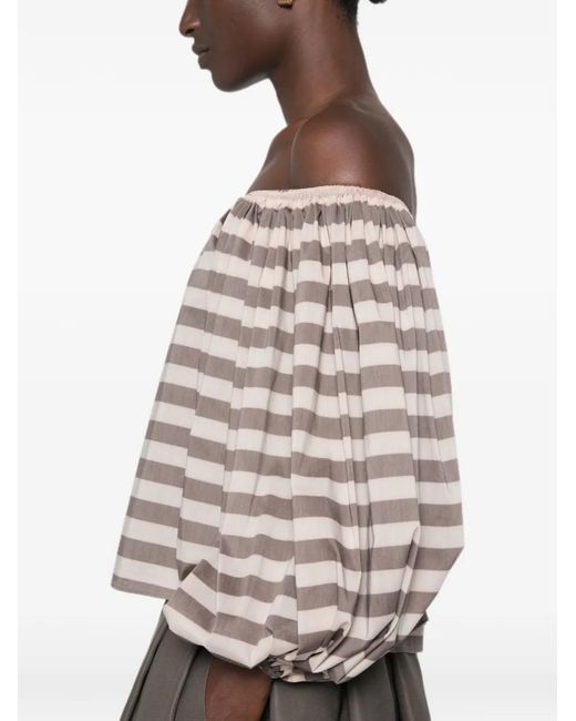 Camilla Gray Striped Off-Shoulder Top