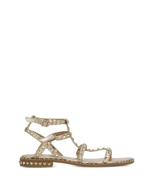 Ash White Stud-Embellished Leather Sandals
