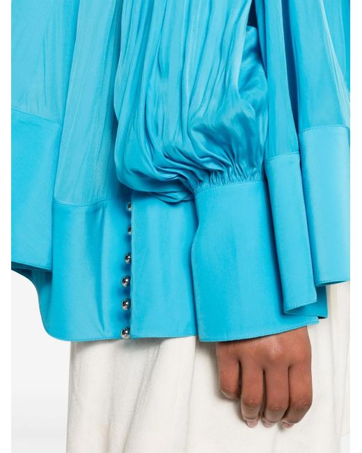 Lanvin Blue Gathered Drop-Shoulder Kaftan