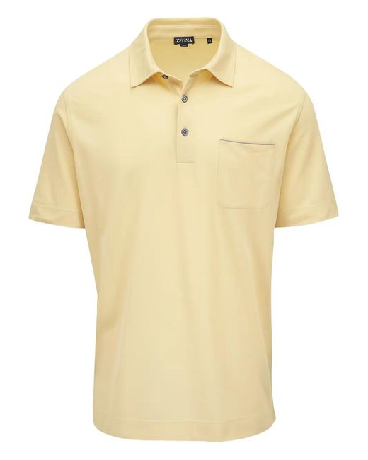 Zegna Yellow Pocket Short-Sleeve Polo Shirt for men