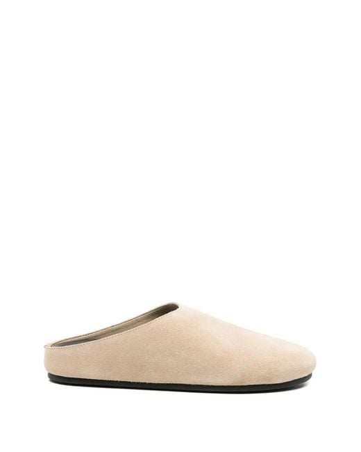 St. Agni White Round-Toe Flat Mules