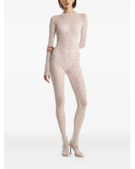 2310 STUDIO White Patterned Long-Sleeve Jumpsuit