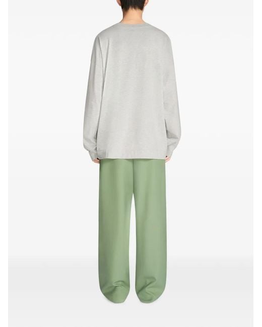 Dries Van Noten White Embroidered Cotton T-Shirt for men