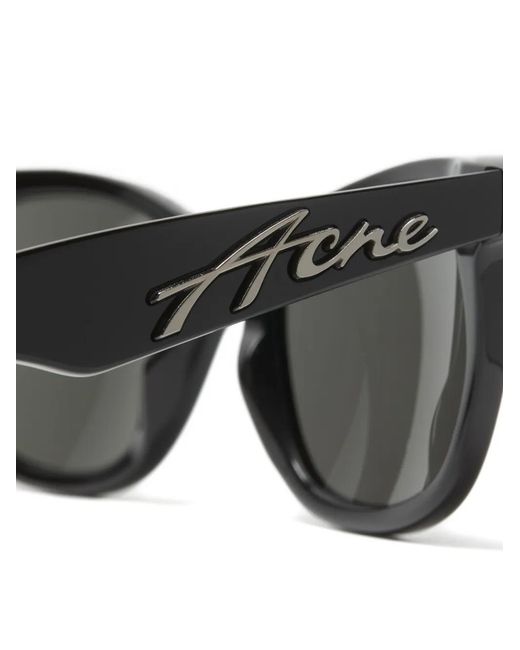 Acne Gray Logo-Detail Square-Frame Sunglasses