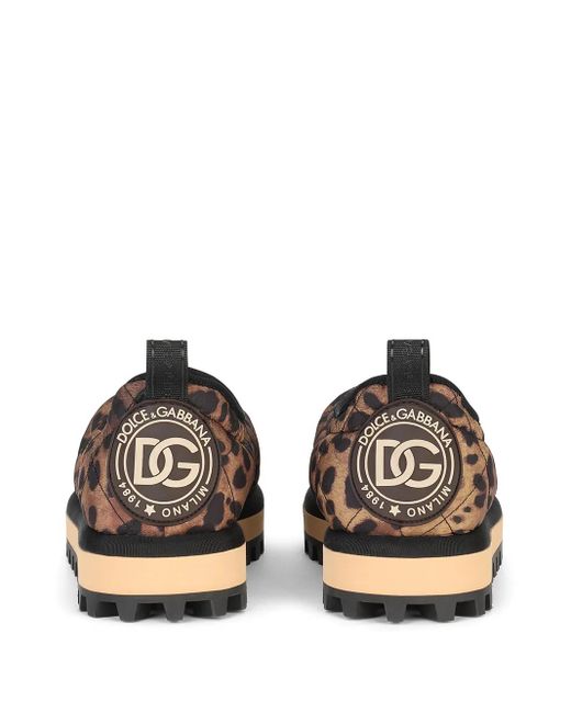 Dolce & Gabbana Brown City Leopard-Print Slip-On Shoes