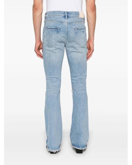 Purple Brand Blue Logo-Patch Flared Jeans for men
