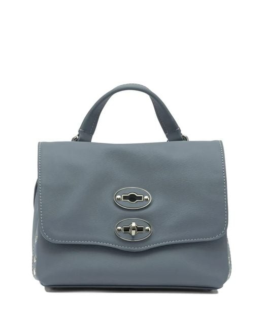 Zanellato Blue Baby Postina Studded-Lock Leather Tote Bag