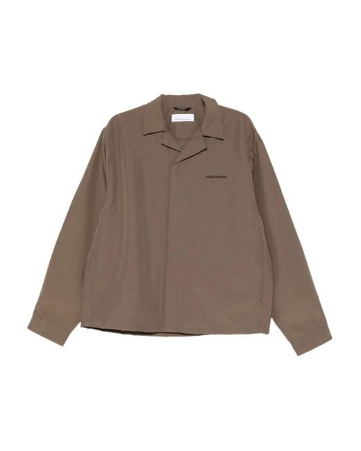 Oamc Peacemaker Brown Embroidery-Logo Shirt Jacket for men