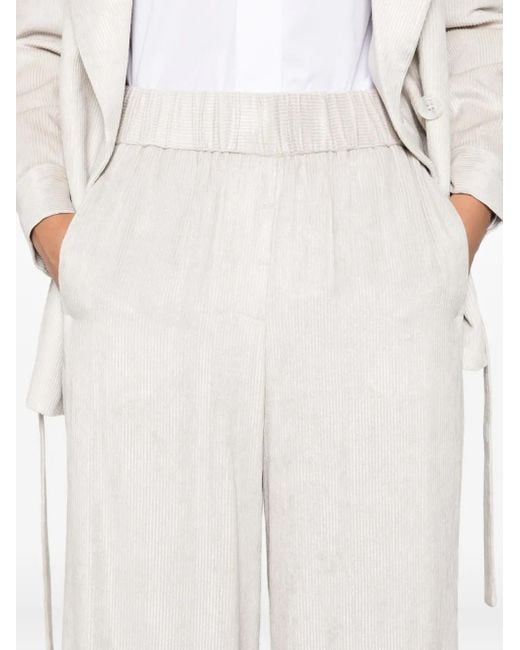 Peserico White Elastic-Waist Trousers