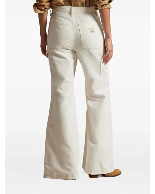 Polo Ralph Lauren White Ausgestellte Hose mit Streifen