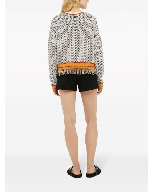 Alanui Gray Scent Of Incense Fringed Knit Jumper