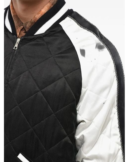 Palm Angels Black Sukajan Quilted Bomber Jacket for men
