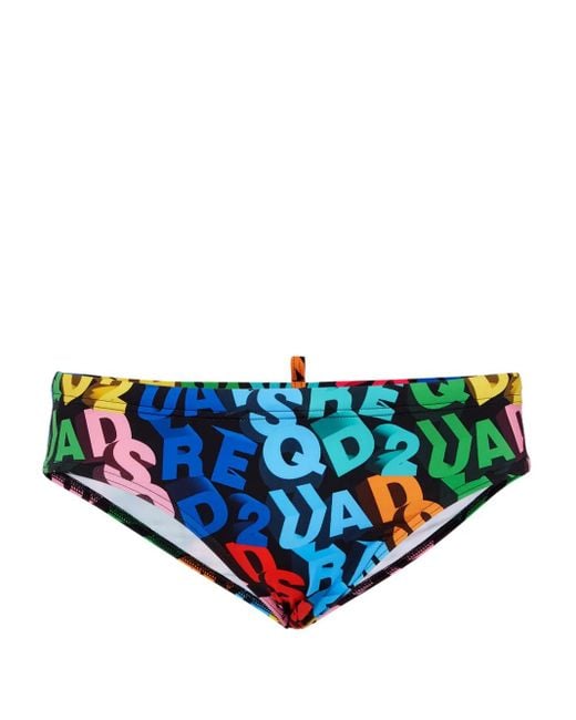 DSquared² Blue Logo-Print Swim Trunks for men