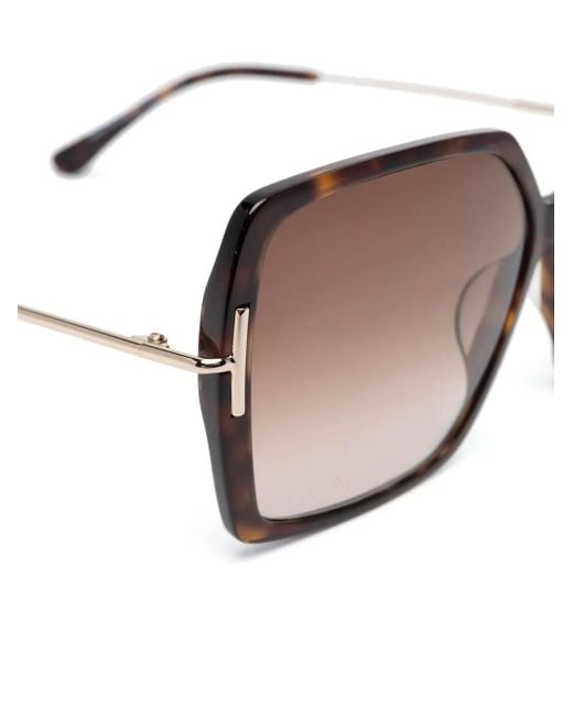 Tom Ford Brown Oversize Square-Frame Sunglasses