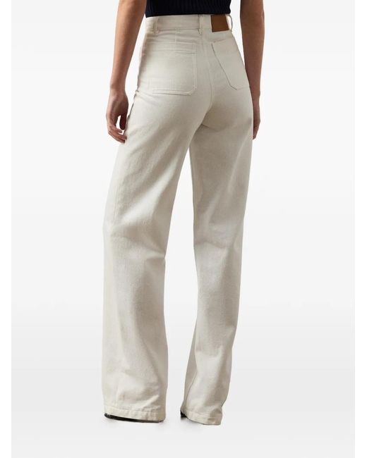 Ralph Lauren White Dylon Patch-Pocket Wide-Leg Jeans