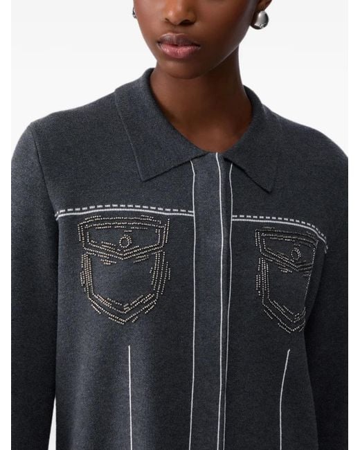 Liu Jo Gray Knit Jacket With Beads