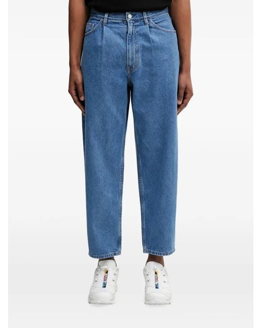 Beams Plus Blue Pleated Straight-Leg Jeans