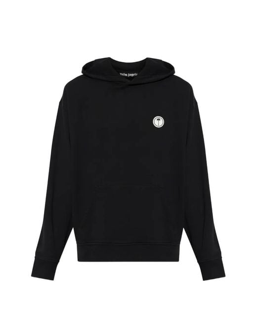 Palm Angels Black Logo-Patch Hoodie for men