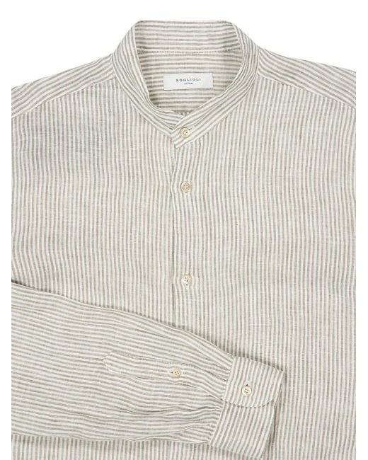 Boglioli White Chemise Rayée À Manches Longues for men