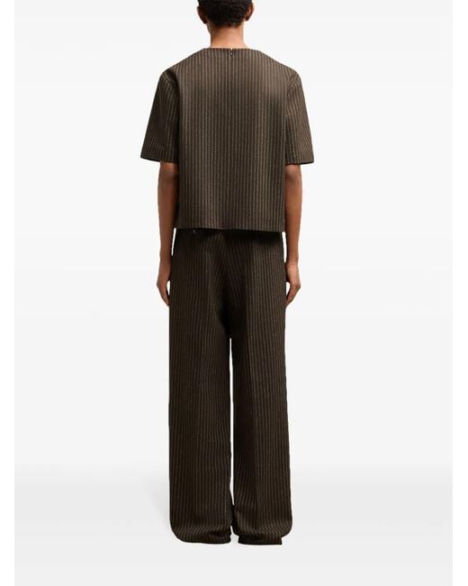 AMI Black Striped Wool Top