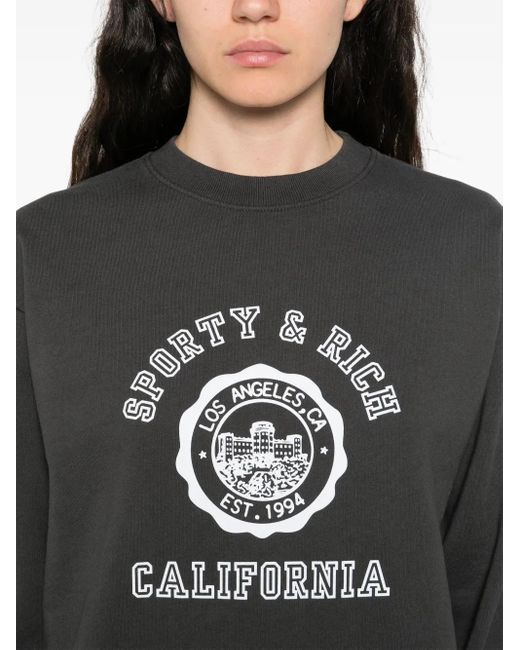 Sporty & Rich Black Cotton Sweatshirt