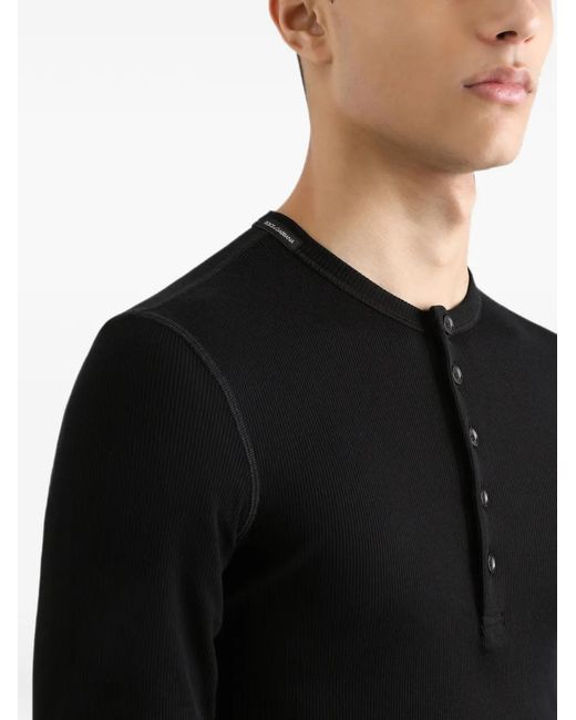Dolce & Gabbana Black Fine-Rib Cotton T-Shirt for men