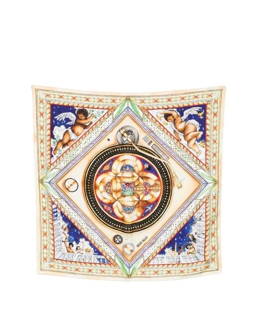 Casablanca White Foulard Le Labyrinthe À Motif De Chérubins