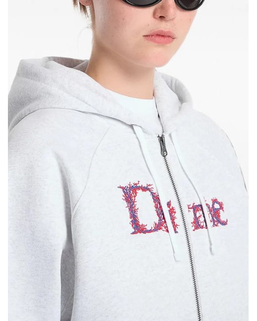 Dime White Hoodie Veins À Logo Brodé