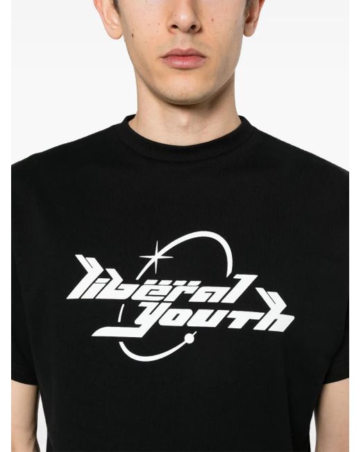 Liberal Youth Ministry Black Logo-Print Cotton T-Shirt for men