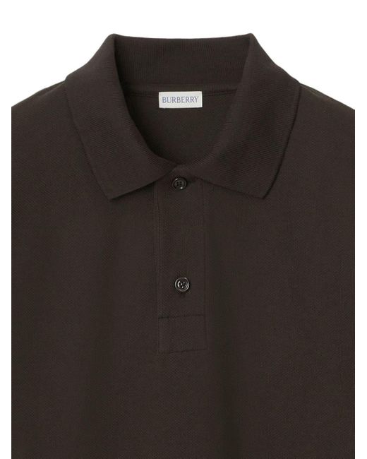 Burberry Black Long-sleeve Cotton Polo Shirt for men