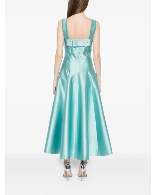 Fely Campo Blue Square-Neck Midi Dress