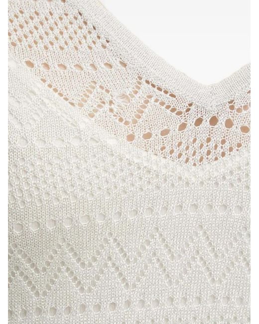 Guess White Long-Sleeve V-Neck Midi Dress