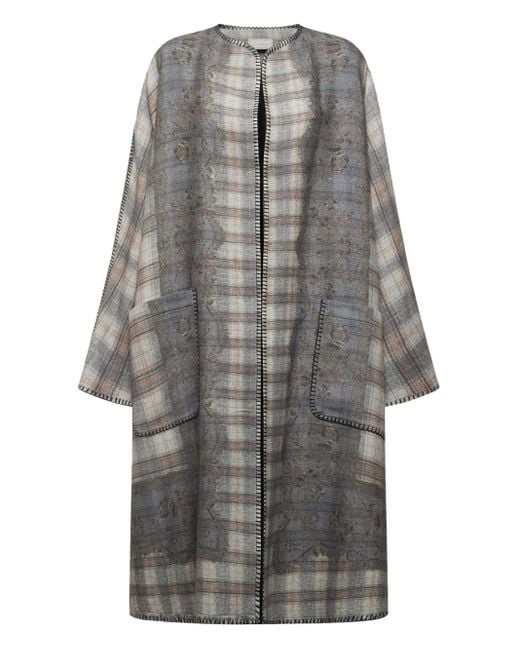 Pierre Louis Mascia Gray Plaid-Pattern Coat
