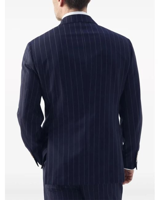 Brunello Cucinelli Blue Pinstripe-Print Double-Breasted Blazer for men