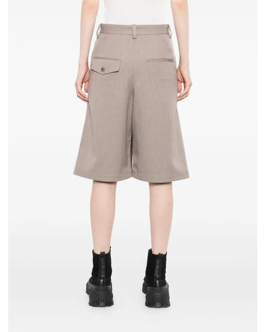 Maison Mihara Yasuhiro Gray Logo-Patch Front-Slit Shorts