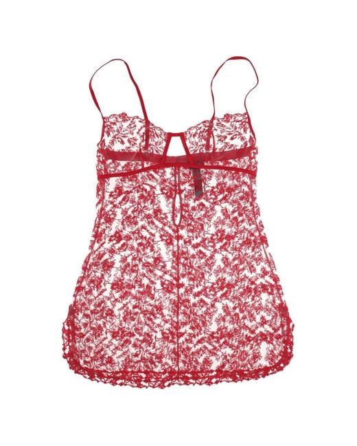 La Perla Red Floral-Lace Camisole