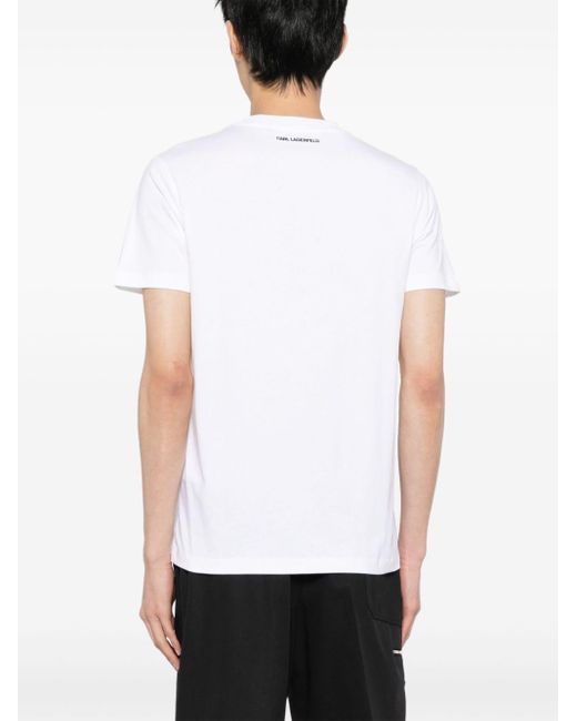 Karl Lagerfeld White Ikonik Karl & Choupette Cotton T-shirt for men