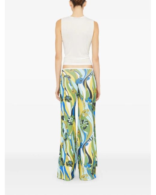Christopher Esber Blue Ausgestellte Hose mit Blumen-Print