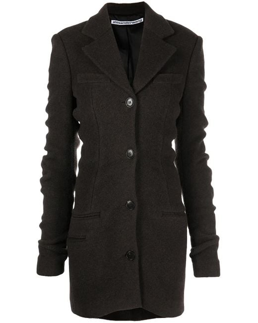 Alexander Wang Black Ruched Sleeve Wool-Blend Jacket
