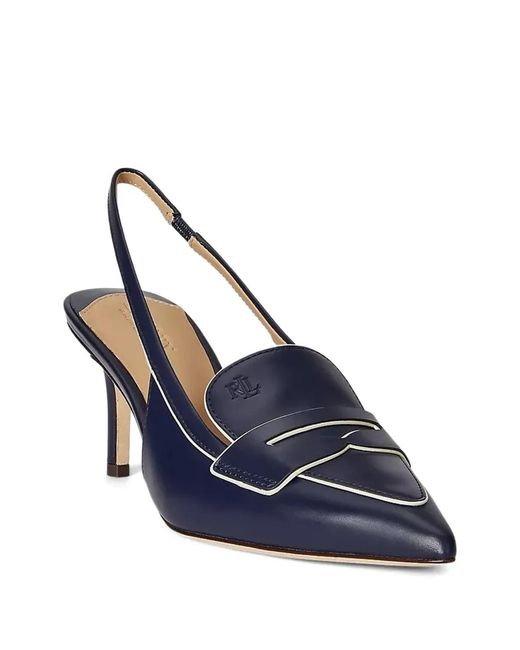 Ralph Lauren Blue Pointed Penny-Detail Pumps